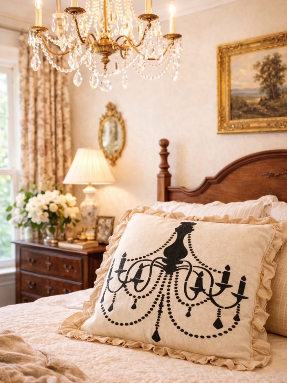 Large Ruffled Chandelier Pillow
